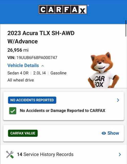 2023 Acura TLX Advance Package