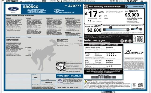 2023 Ford Bronco Heritage Limited Edition