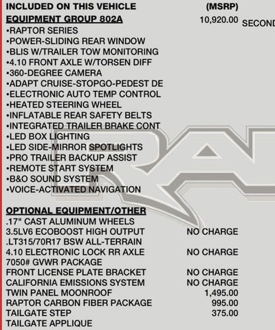 2020 Ford F-150 Raptor