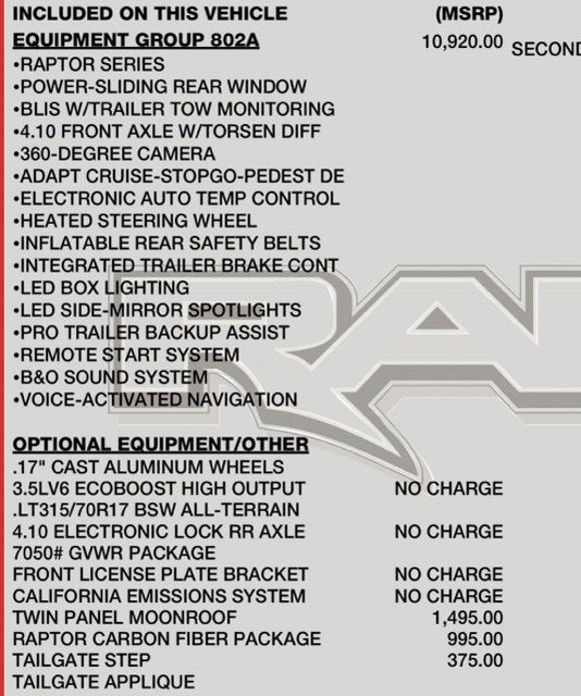 2020 Ford F-150 Raptor
