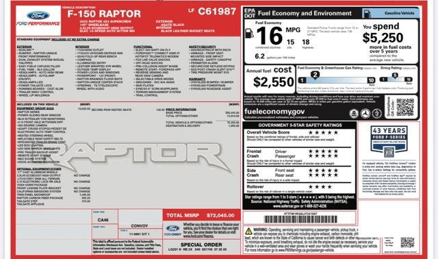 2020 Ford F-150 Raptor
