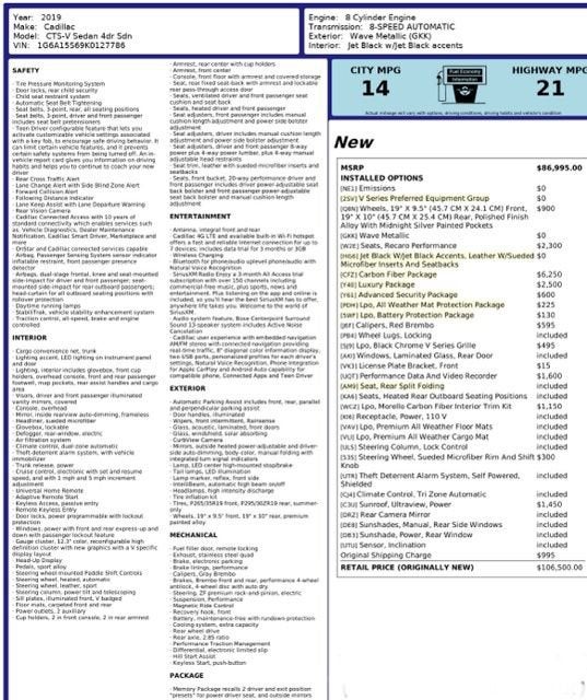 2019 Cadillac CTS-V NA