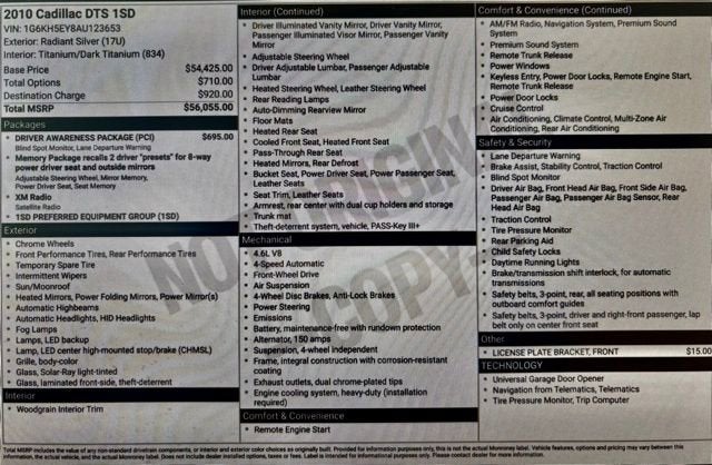 2010 Cadillac DTS w/1SD