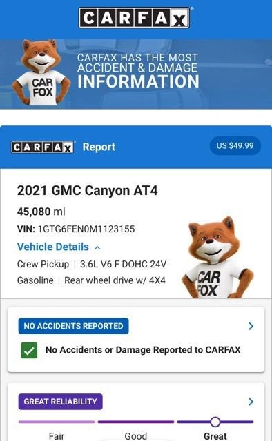 2021 GMC Canyon 4WD AT4 w/Cloth