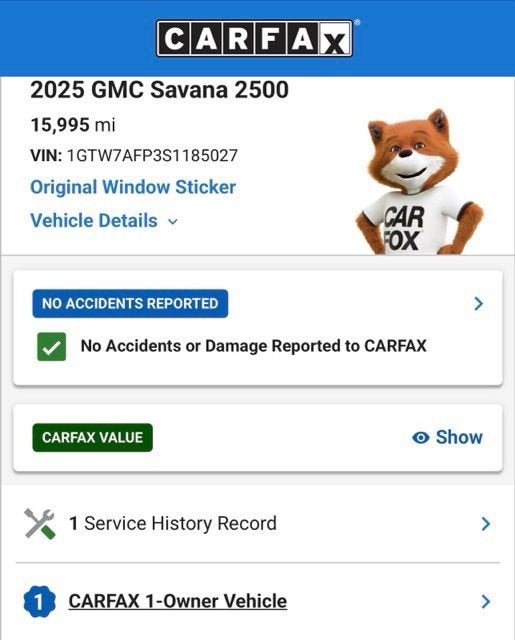 2025 GMC Savana Cargo Work Van