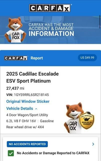 2025 Cadillac Escalade ESV Sport Platinum