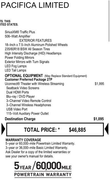 2018 Chrysler Pacifica Limited