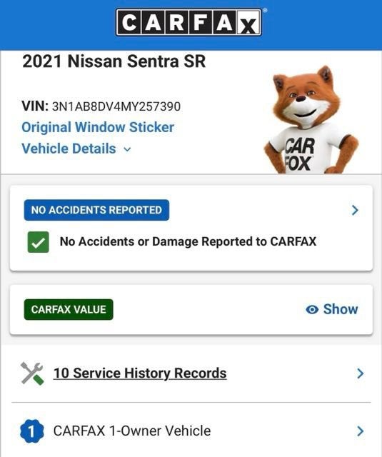 2021 Nissan Sentra SR Xtronic CVT