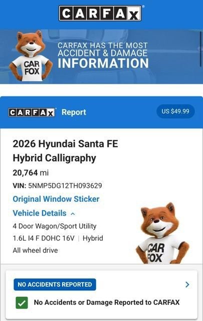 2026 Hyundai Santa Fe Hybrid Calligraphy