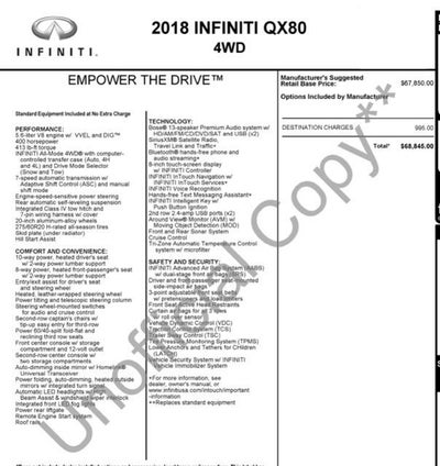 2018 INFINITI QX80 NA