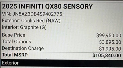 2025 INFINITI QX80 SENSORY