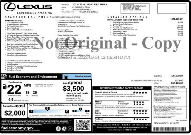 2022 Lexus IS IS 350 F SPORT