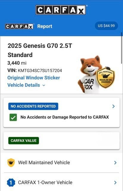 2025 Genesis G70 2.5T AWD