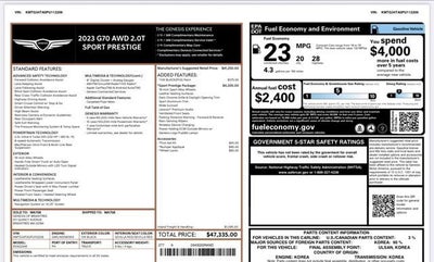 2023 Genesis G70 2.0T