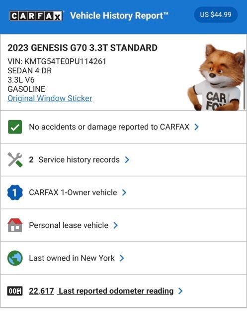 2023 Genesis G70 3.3T