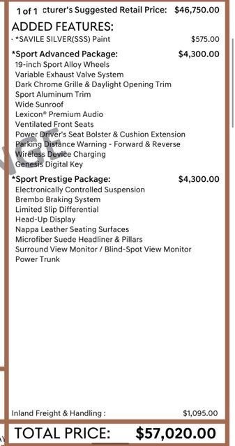 2023 Genesis G70 3.3T