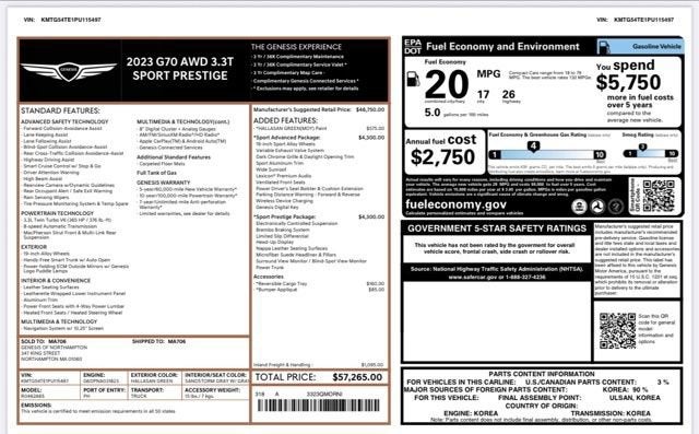 2023 Genesis G70 3.3T