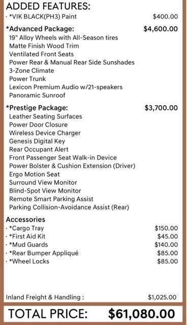 2021 Genesis G80 2.5T AWD