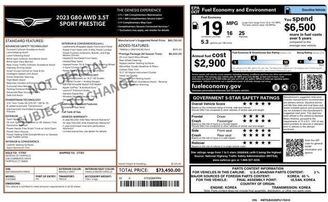 2023 Genesis G80 3.5T Sport