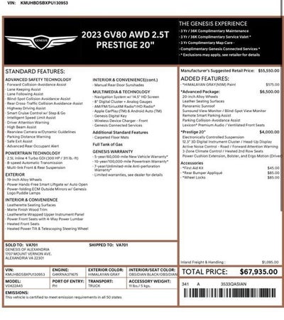 2023 Genesis GV80 2.5T AWD