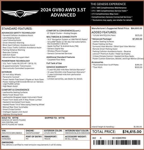 2024 Genesis GV80 NA