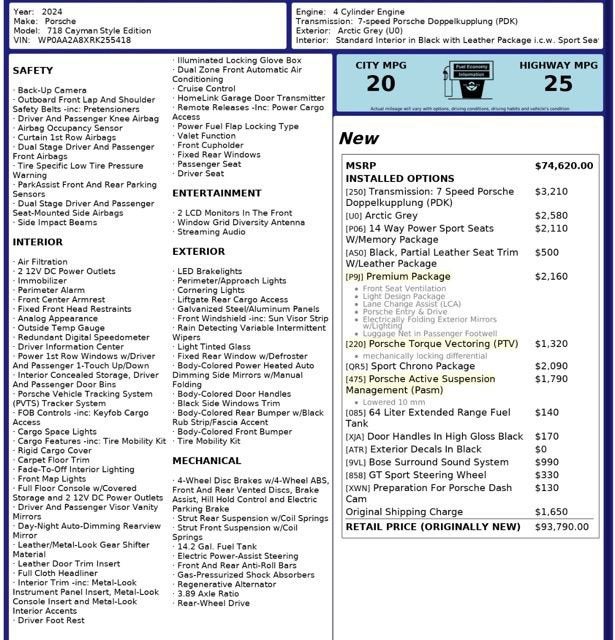 2024 Porsche 718 Cayman NA