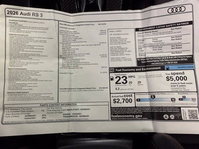 2026 Audi RS 3 NA