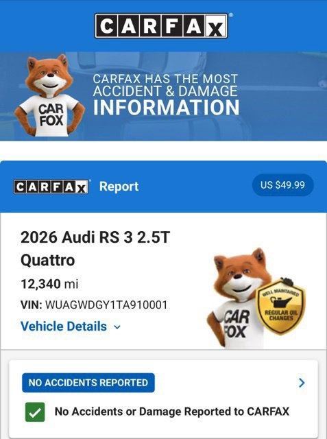 2026 Audi RS 3 NA