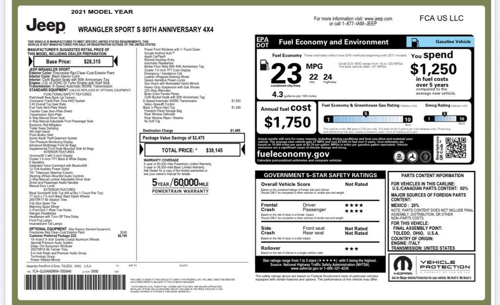 2021 Jeep Wrangler 80th Edition