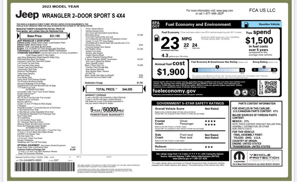 2023 Jeep Wrangler Sport S