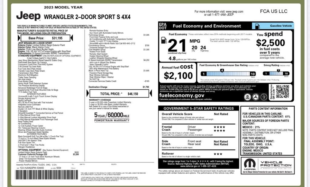 2023 Jeep Wrangler Sport S