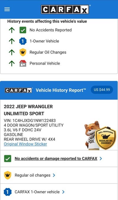 2022 Jeep Wrangler Unlimited Sport S