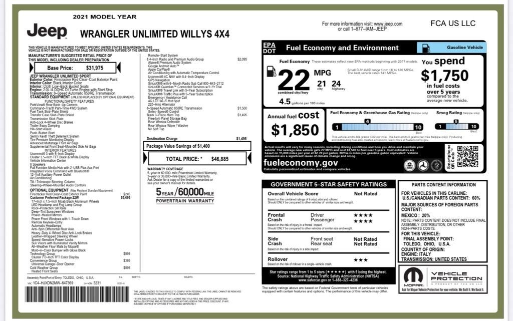 2021 Jeep Wrangler Unlimited Willys