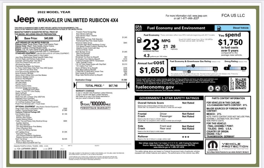 2022 Jeep Wrangler Unlimited Rubicon