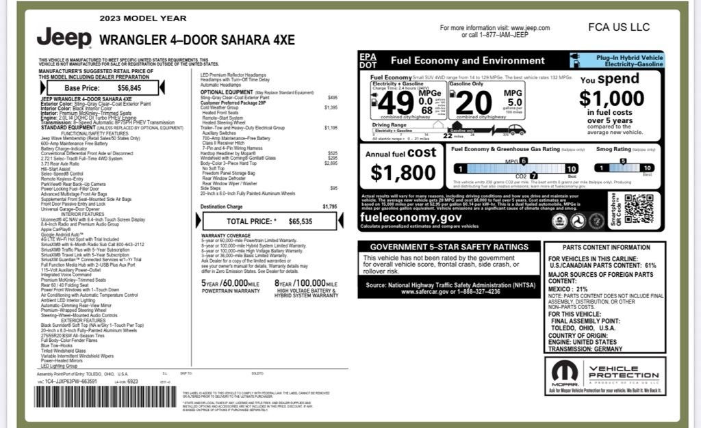 2023 Jeep Wrangler Sahara 4xe
