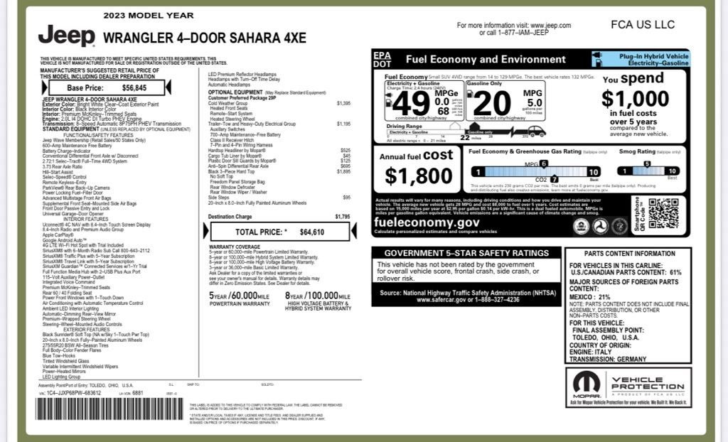 2023 Jeep Wrangler Sahara 4xe