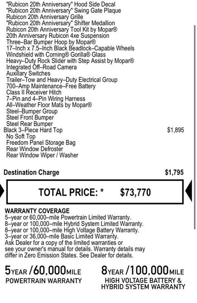 2023 Jeep Wrangler Rubicon 20th Anniversary Edition 4xe