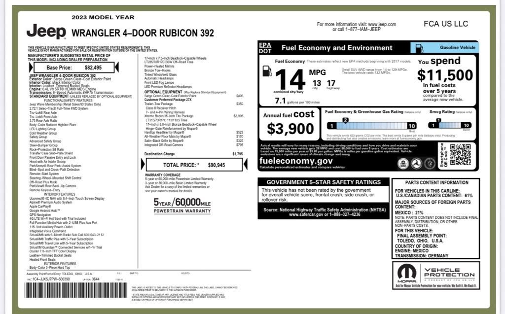 2023 Jeep Wrangler Rubicon 392