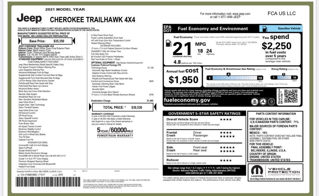 2021 Jeep Cherokee Trailhawk