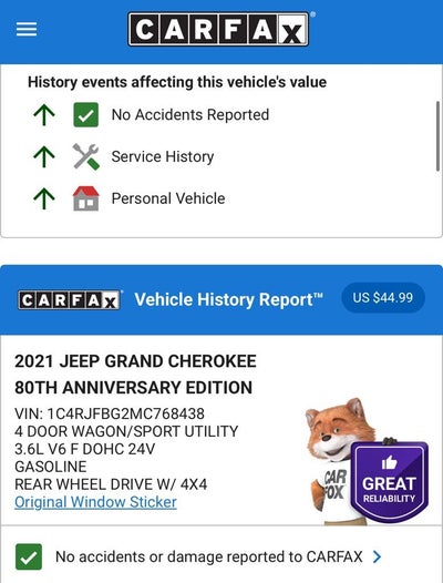 2021 Jeep Grand Cherokee 80th Anniversary Edition