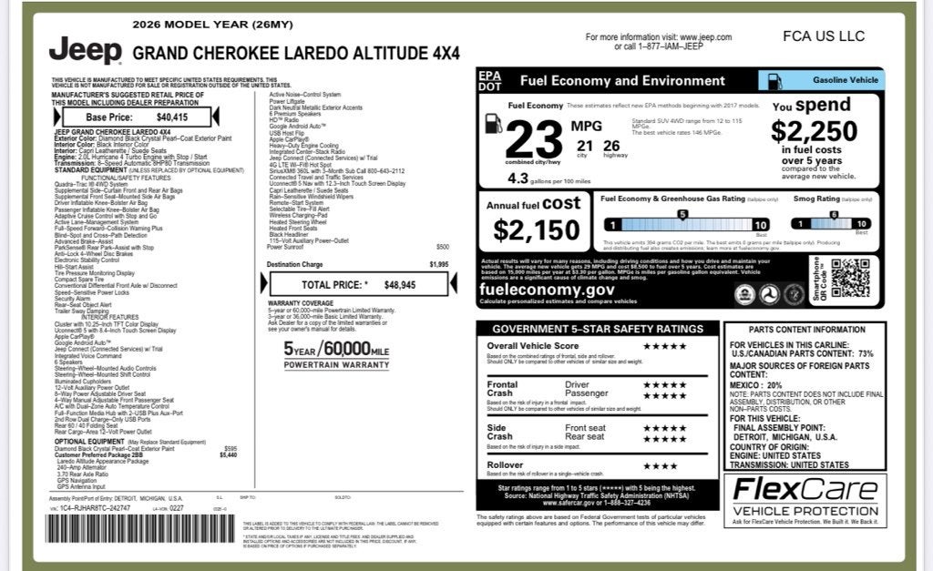 2026 Jeep Grand Cherokee Altitude