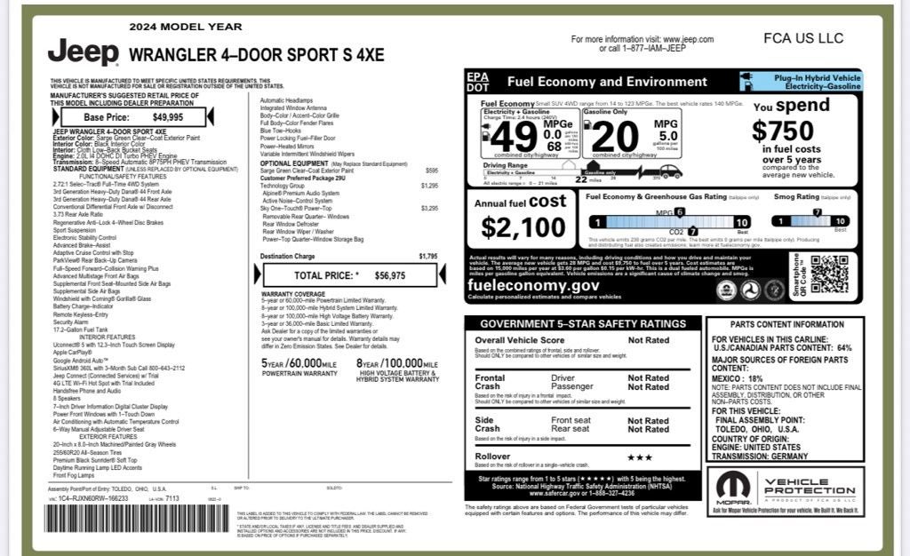 2024 Jeep Wrangler Sport S 4xe