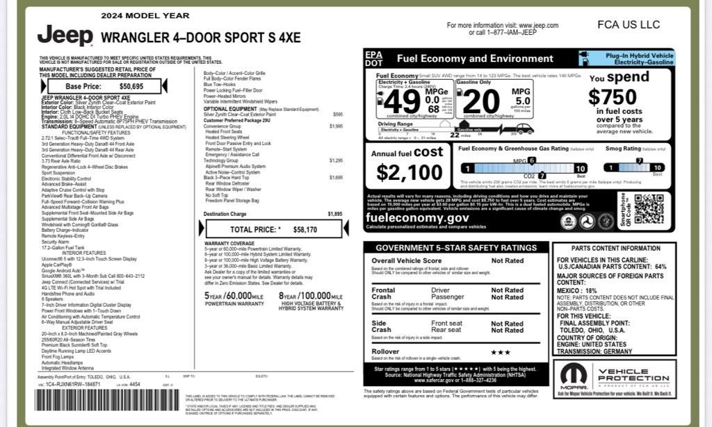 2024 Jeep Wrangler Sport S 4xe