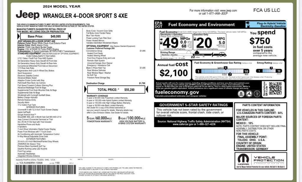 2024 Jeep Wrangler Sport S 4xe