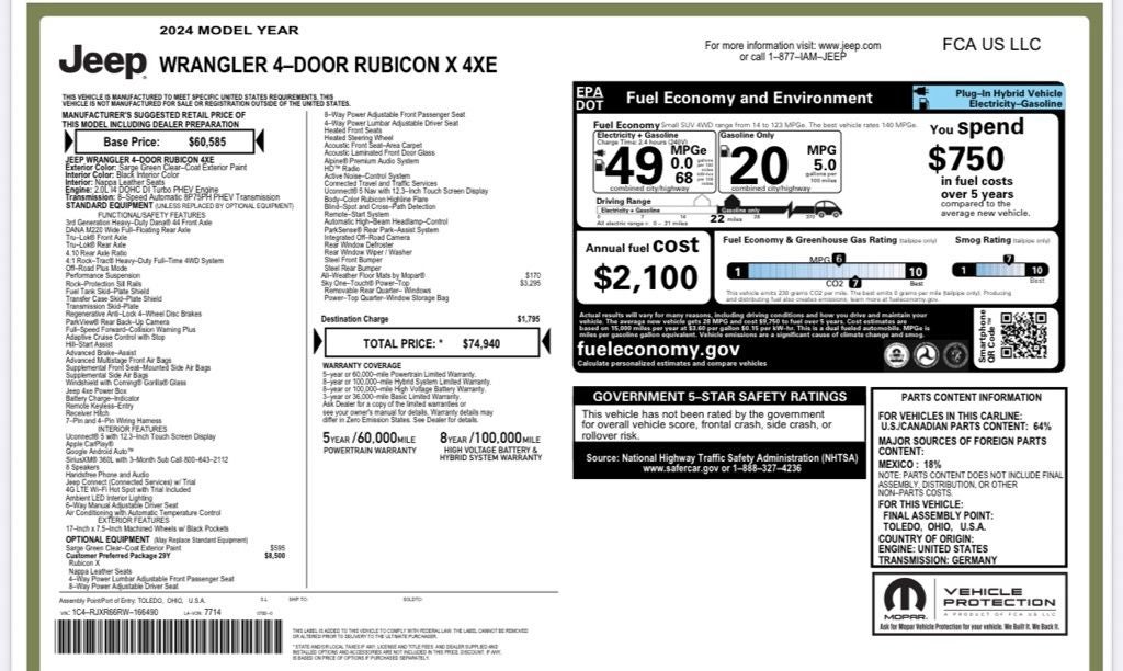 2024 Jeep Wrangler Rubicon X 4xe