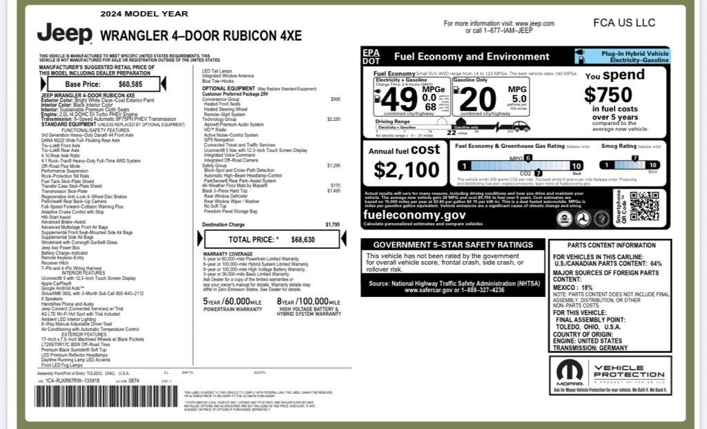 2024 Jeep Wrangler Rubicon 4xe