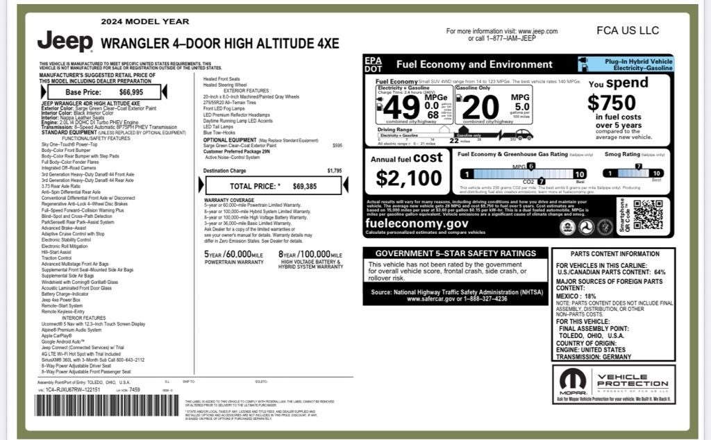 2024 Jeep Wrangler High Altitude 4xe