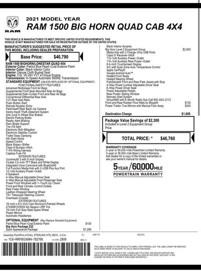 2021 RAM 1500 Big Horn/Lone Star