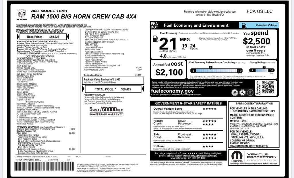 2023 RAM 1500 Big Horn/Lone Star