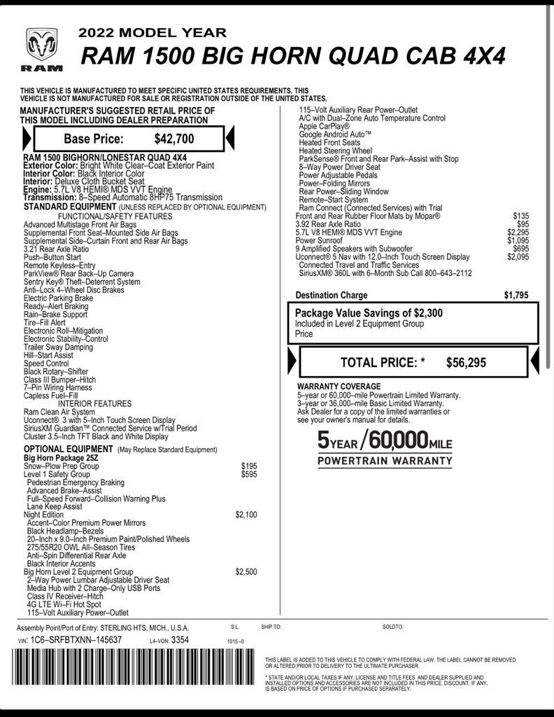 2022 RAM 1500 Big Horn/Lone Star